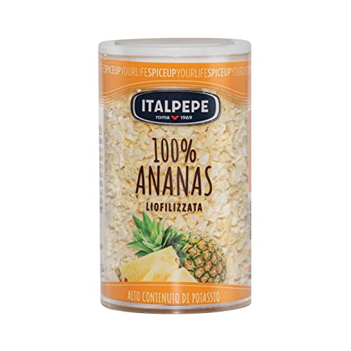 Italpepe, Ananas Liofilizzato, Alto contenuto di Potassio, Ideale da Aggiungere su Gelati e Yogurt, Ottimi per Creare Frullati e Colazioni Sane, Senza Zuccheri Aggiunti