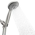 Briout Shower Head with Handheld, 5-Settings Showerhead High Pressure Powerful Water Spray Shower Head Set with 59 Inch Stainless Steel Hose and Bracket, Brushed Nickel