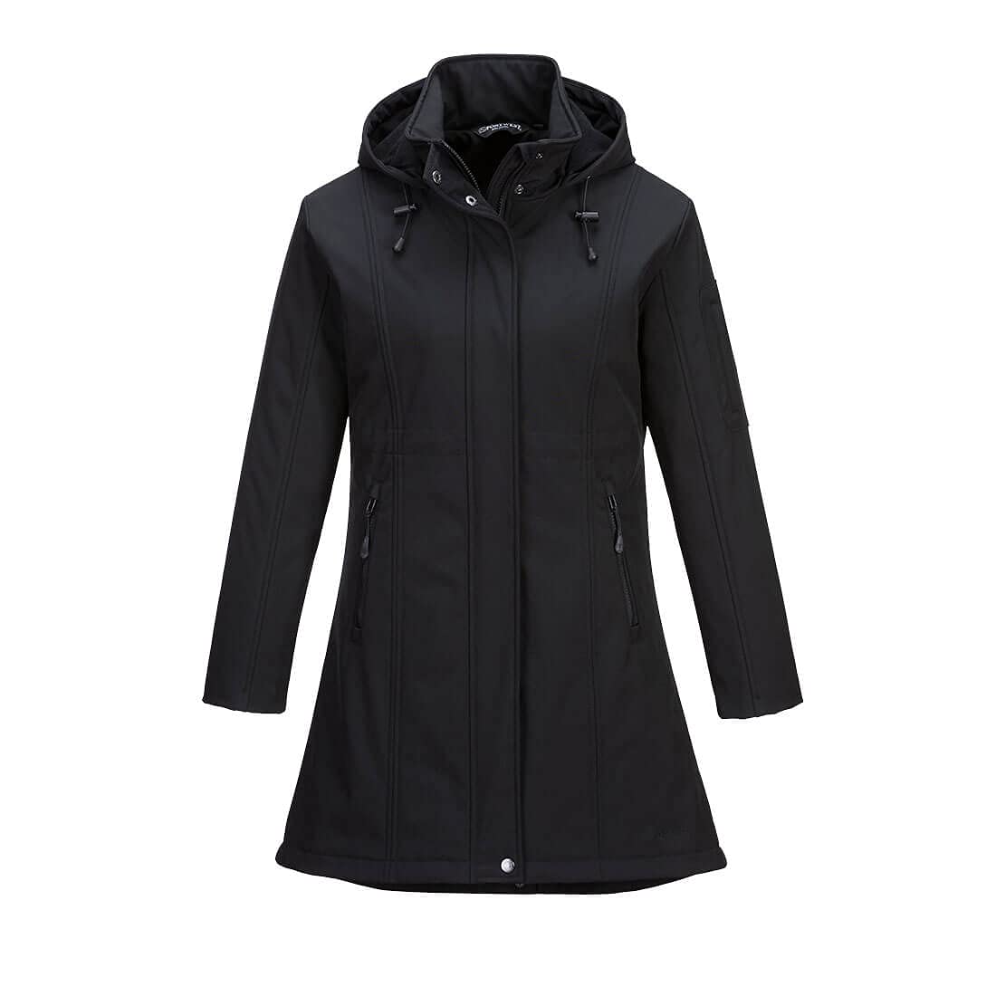Portwest TK42 Carla Women's Hooded Softshell Jacket (3L) Storm Flap Front