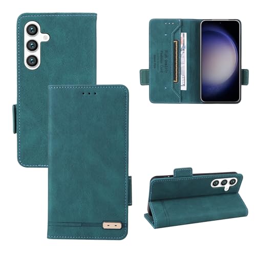 Étui portefeuille Samsung S24 en cuir PU vert avec fentes cartes