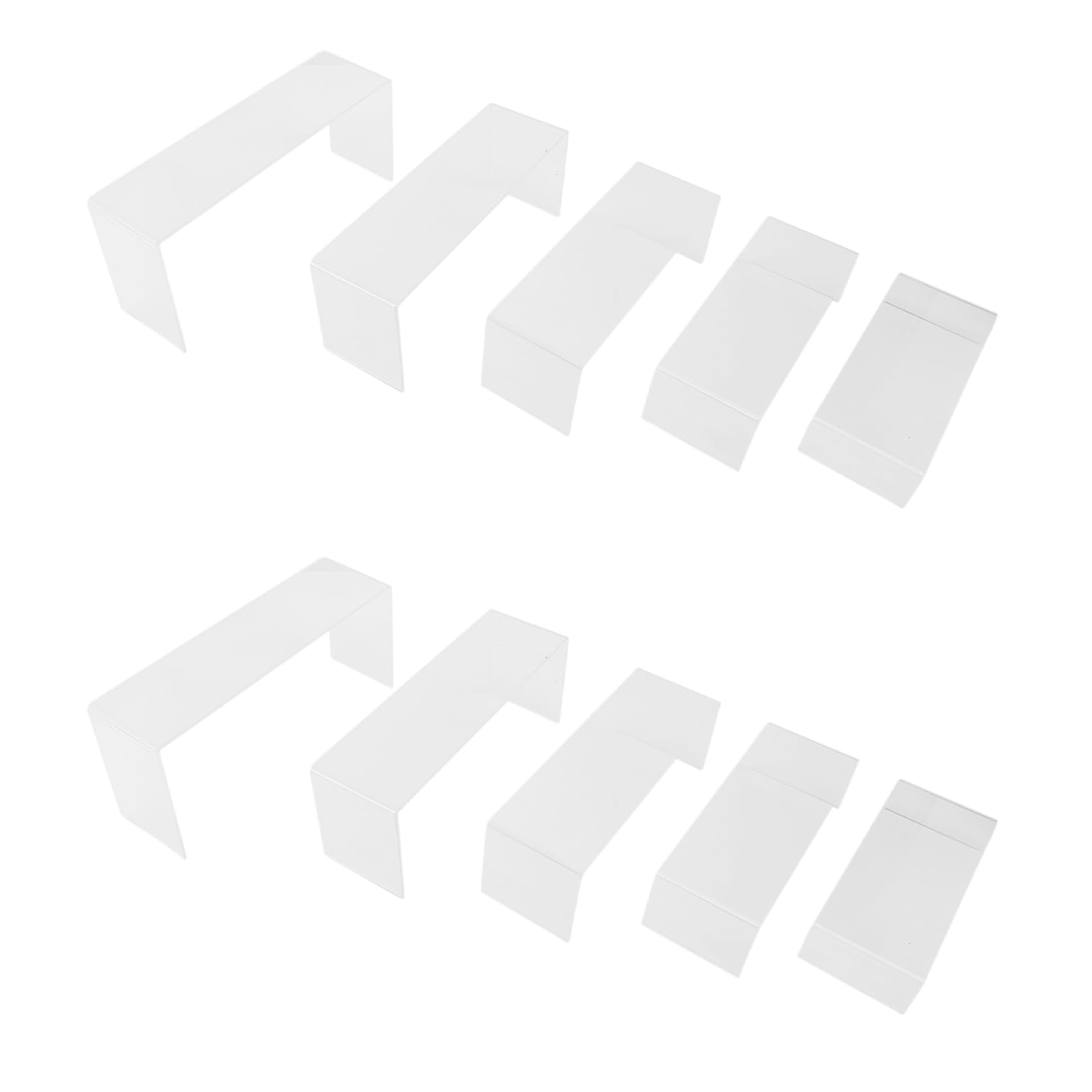Hndhbfgrt 10 Pack Clear Acrylic Display Risers, 5 Sizes Acrylic Jewelry Display Riser Shelf Showcase Fixtures for Cake, Display