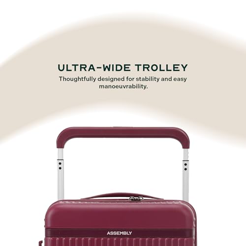 Image of Assembly Cabin Suitcase with External Laptop Pocket up to 15.6'' & 8 Spinner Wheels, Premium Polycarbonate Hard Shell Carry On Luggage for Adventure Travel, Red, 20-Inch