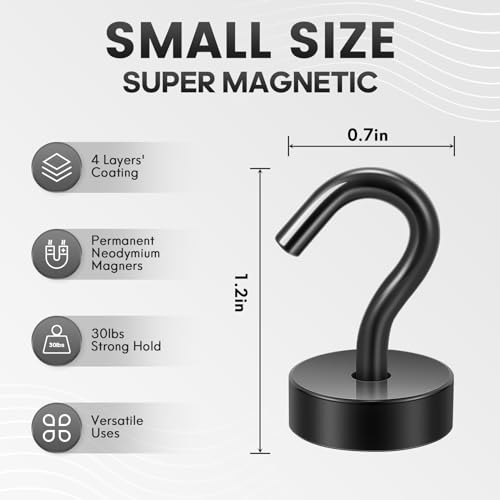 Image of Neosmuk Magnetic Hooks Steel Tube Design for Cruise,32lb+ Black,10 Pack