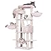 Heybly キャットタワー 大きな猫や多頭飼い 超スリム 据え置き型 省スペース 登りやすい ハンモック2つ 大きな見晴らし台 天然麻紐 爪研ぎ棒 高さ173cm ローズブラウン HCT025MU