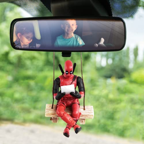 Adorno Colgante Coche, Colgante de Coche Retrovisor,Colgante Columpio Coche, Retrovisor Decoración Interior Rojo