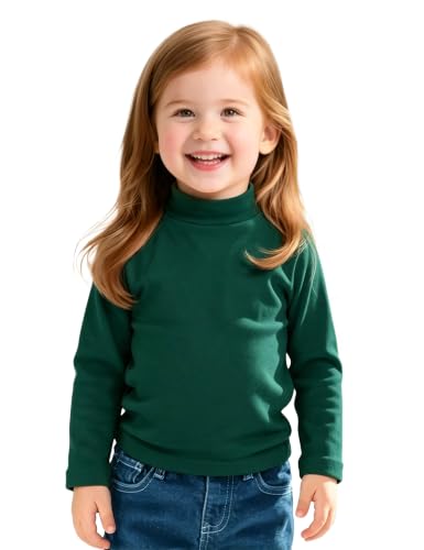 Image of Witwot Toddler Girls Mock Turtleneck Shirts Long Sleeve Thermal T-Shirt | Cotton Girl Soft Basic Pullover Tops Size 18M-5T