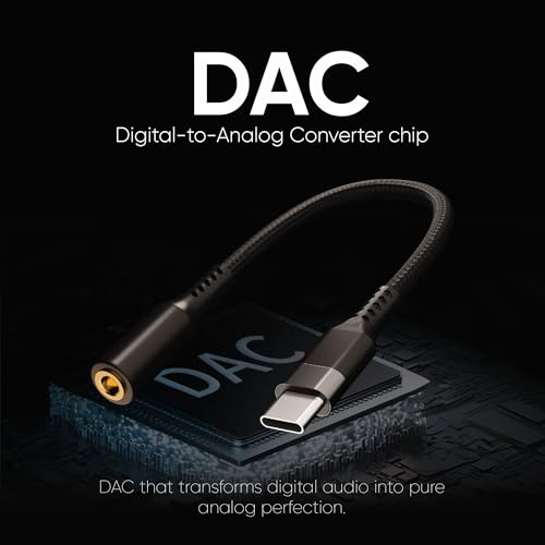 Image of Vismac Type-C to 3.5mm Audio Jack Adapter with DAC | Hi-Fi Sound Quality | Mic Support | Compatible with Android & iOS Devices | Braided Design.