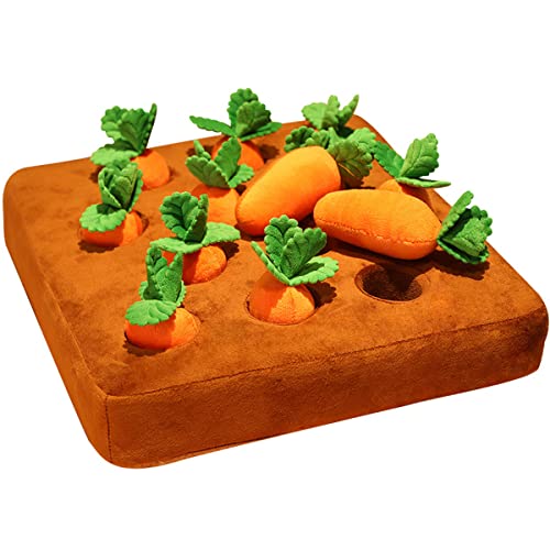 Dog Carrot Garden Toy with Non-Slip Bottom, Cute Dog Carrot Patch Dog Carrot Snuffle Toy, Interactive Dog Toys, Creative Soft Dog Toy, Aggressive Chewers for Pets Eliminating Boredom Stress