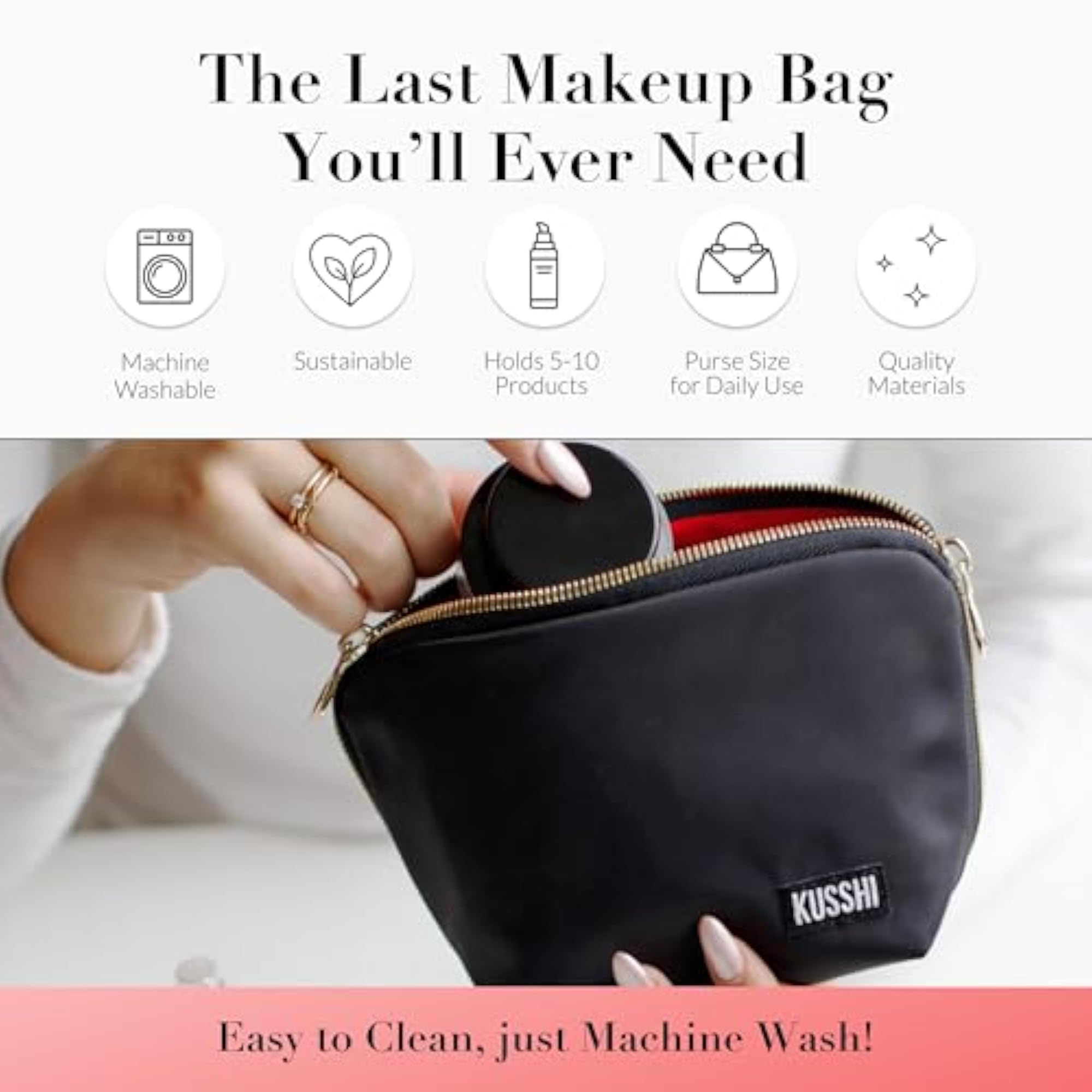 Washable Travel Makeup & Cosmetic Bag, Everyday Use