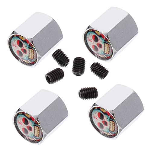 HONMEET 1 Set Durable Copper Tire Valve Caps Easy Installation Fit for Cars and Bikes Prevent Air Leakage Stylish Skull Design with Floral Details