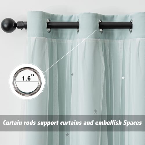 Image of indistar Star Cutout Kids Window Blackout Curtains for Girl Bedroom Window Room Darkening Curtains & Drapes Baby Nursery Curtains (2 Panel,52Wx72L inch,Light Blue)