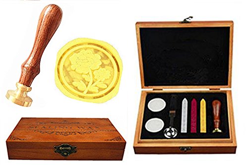Sceau de cire rose vintage avec sa boîte cadeau en bois naturel