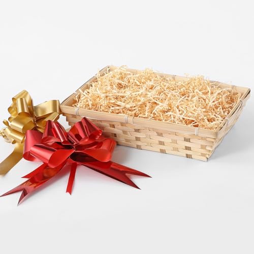 Set of 10-13'' Rectangular Natural Bamboo Wicker Bread Baskets for Retail Display and Holiday Hampers (Dimensions: Width 34 cm, Depth 25 cm, Height 9 cm)