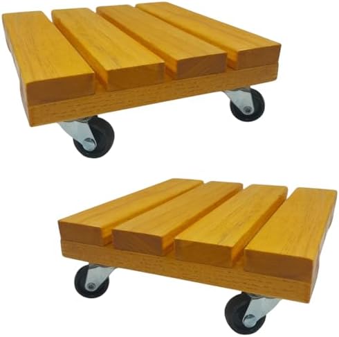 Kit 2 Suportes Base Vaso Plantas Madeira Rodinhas 20cm.