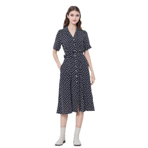 Robe chemise à imprimé rétro robe longue vintage chic