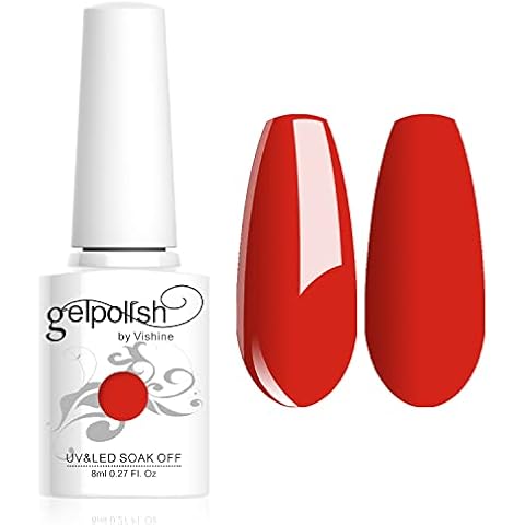 Vishine 8ml Soak-Off UV LED Gel Polish Nail Art Manicure Lacquer Orange Red #019 Cover