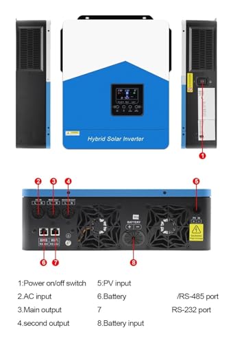 Hybrid Solar Inverter 4200VA 4.2KW 24V Photovoltaic Hybrid Inverter 230VAC Max PV 450V Build in 120A MPPT Charger - Thumbnail 2