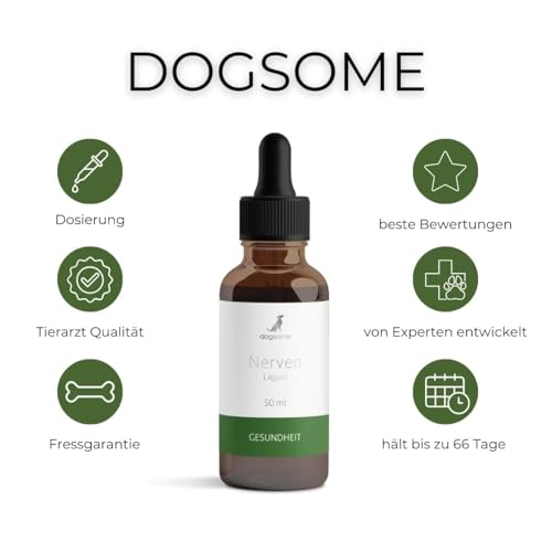 dogsome Nerven Liquid Unterstützt das Nervensystem deines Hundes | Beruhigung Hund | Stress Hund | Nerven Hund - Relax Hund | von Tierärzten entwickelt