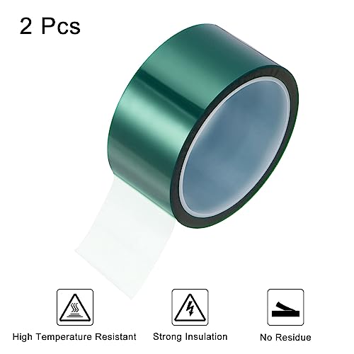Image of HARFINGTON 2 Rolls Heat Tape High Temperature Heat Resistant Tape 40mmx33m(108ft) Sublimation Thermal Heat Transfer Tape for Sublimation Press No Residue, Green