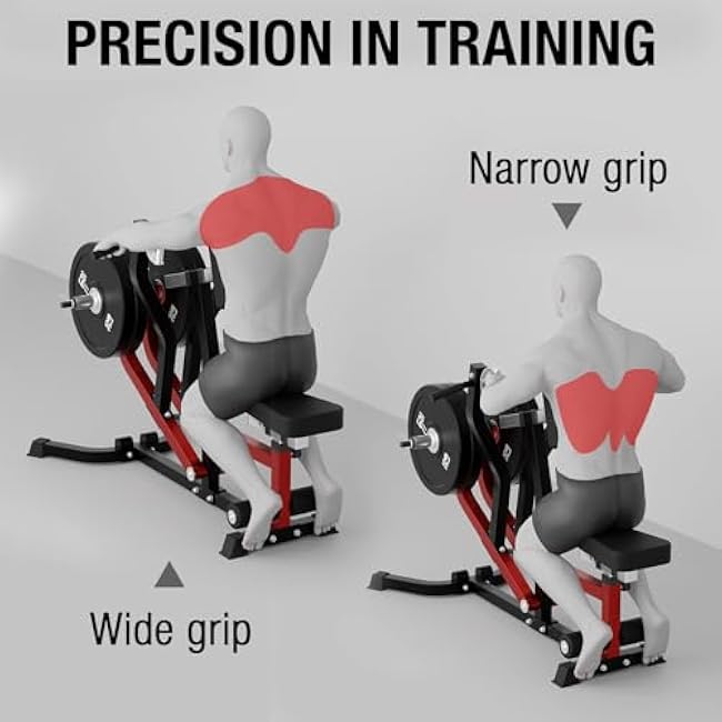 Mikolo Plate Loaded Seated Row Machine for Home Gym, 400LB Capacity, Independent Arms & Adjustable Seat for Full Back Workout