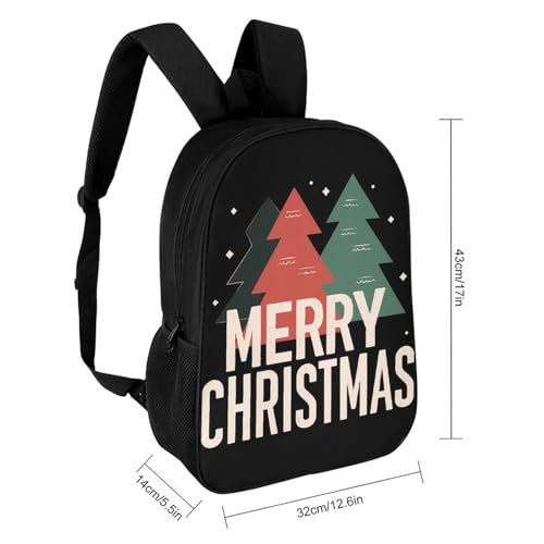 Merry Christmas Tree Unisex Backpack 17" Casual Daypacks Simple Shoulders Bag for Camping Hiking Travel Gear2