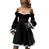 Photo Gallery weiara donna autunno nuovo bianco nero vestito corto monospalla colore bordo pizzo decorazione elegante vestito allentato Photo Gallery weiara donna autunno nuovo bianco nero vestito corto monospalla colore bordo pizzo decorazione elegante vestito allentato