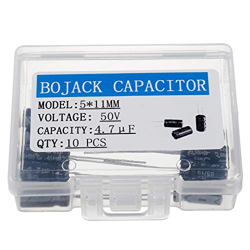 BOJACK 5X11mm 4.7uF 50V 4.7MFD 50Voltage ±20% Aluminum Electrolytic Capacitors(Pack of 10 Pcs)