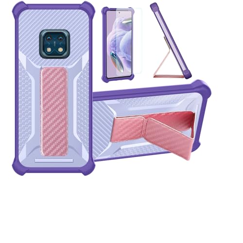 Funda para Nokia Xr20 Funda Carcasa Case Cover [con Protector de Pantalla de Cristal Templado] Híbrida [Soporte Plegable Magnético] [Esmerilado antihuellas] Púrpura