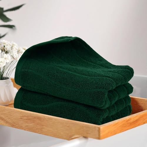 Toallas de mano de algodón Jacquotha, exclusivas rayas jacquard en verde bosque 7