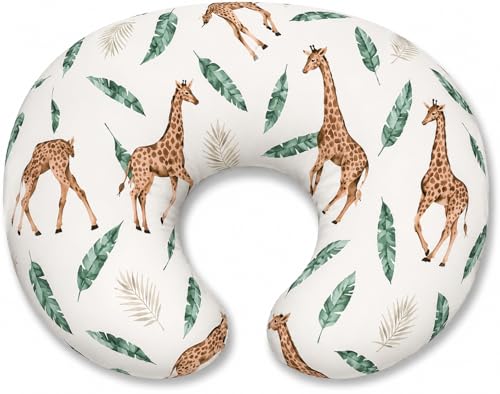 Image of Proliva Feeding Pillow for New Born Baby with Detachable Cover Breast Feeding, Maternity Nursing Pillow for Breastfeeding Set of Support for Baby Feeding Pillow Mom Home (Giraffe-Leaf-K1)