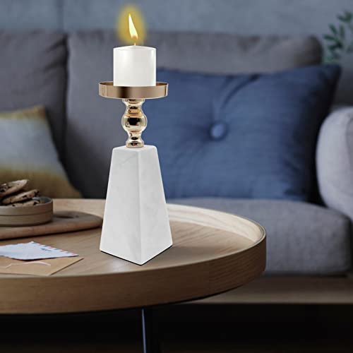 Ismosm Candle Holder Tall 8.6 Inch Real Marble Candle Holders White Decor Centerpieces Candle Stand For Candlesticks Home Decor Kitchen Nightstand Dining Tabletop Accessories #TOP5