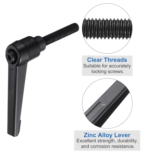 Image of uxcell 4pcs Clamping Lever Adjustable Handle Set Metric M6 x 32mm Male & M6 Female Thread Level Handles Hand Stud Knobs Quick Release Black for Lathe Machinery