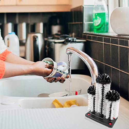 3 brush bar glass washer with suction base commercial brush cleaner bristle brush for kitchen bar beer cup long leg cup red wine glass