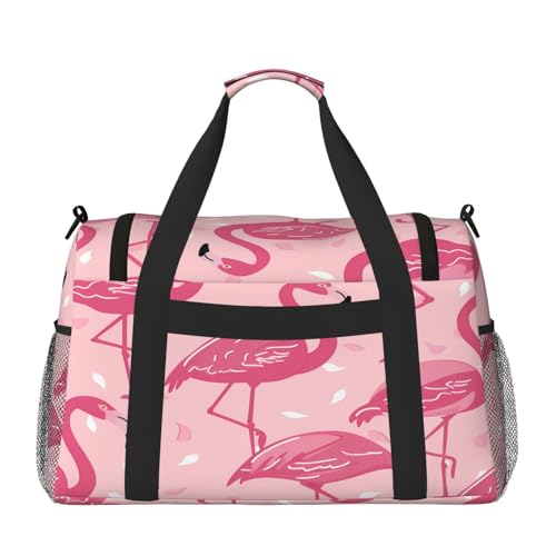 Tropical Pink Animal Bird Duffle Bag Travel Duffel Bags for Men Women Waterproof Gym Overnight Weekender Bag Carry on Tote Bag2