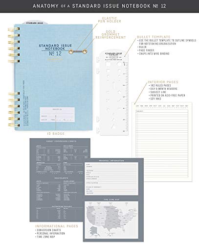 Designworks Ink Standard Issue No. 12 Yellow Undated Planner Notebook Journal With Lined Pages, Elastic Pen Holder, And Durable Spiral Binding For Work, Writing, Journaling - 6" X 8.25" #TOP5