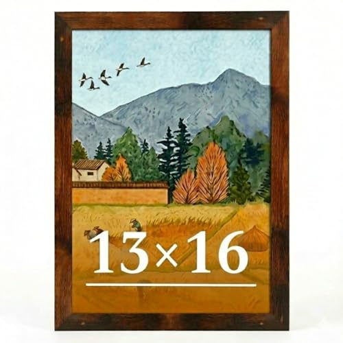 Veleclo 13x16 Picture Frame for Wall Display 13x16 Brown Picture Frame with Shatter Resistant Plexiglass Stable and Sturdy 13 x 16 Poster Frame for Wall Display Handpicked Gift Collection 1 Pack