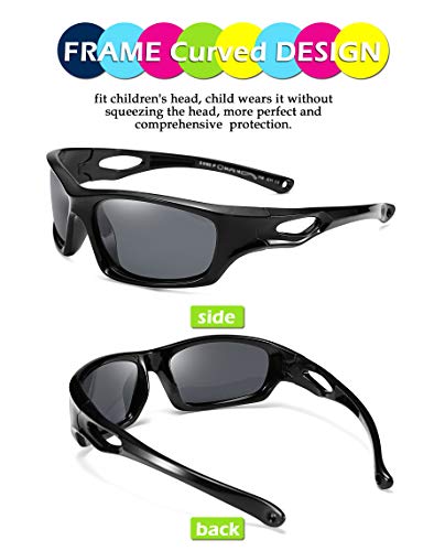 FEISEDY Kids Polarized Sport Sunglasses Rubber Frame Boys Girls 3 to 12 Age Children Gift B24534