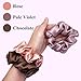 VLOMOT 3 Count Silk Hair Ties, 100% Pure Mulberry Silk Scrunchies, 3 Chic Colors - Rose, Pale Violet, Chocolate, Hair Care, No Damage, Unisex, Hair Accessories