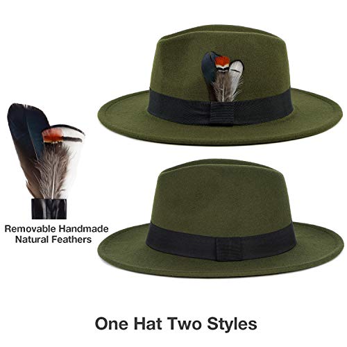 image for FADACHY Classic Fedora Hat for Men & Women Wide Brim Felt Hat Panama D