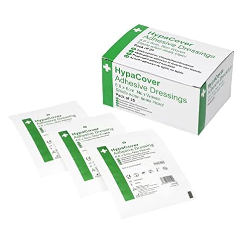 Safety First Aid Group HypaCover Adhesive Wound Dressing - Medium, 8.6 x 6 cm (Pack of 25) Sterile Hypoallergenic Cover