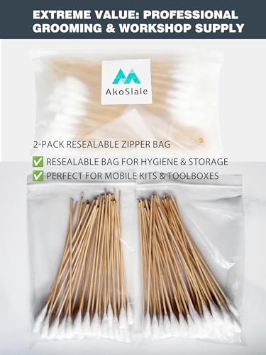 Image of 100 Pcs Extra Long Cotton Swabs 7 Inch - Large Cotton Swabs with Bamboo Sticks for Dog Ear Cleaning, Lint Free Cotton Tipped Applicators for Gun Cleaning & Auto Detailing (2 Packs)