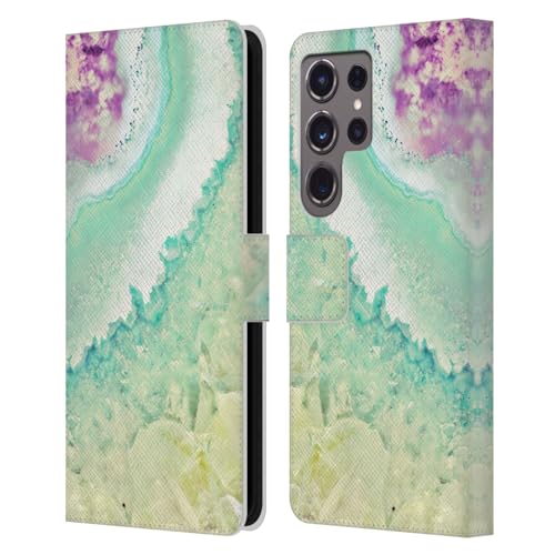 Carcasa de Cuero Tipo Libro para Samsung Galaxy S24 Ultra 5G Funda Monika Strigel Menta de Oro