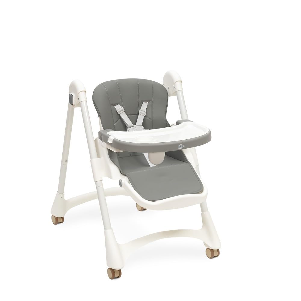 Interbaby Krzesełko do karmienia dziecka w wieku od 6 do 36 miesięcy, maksymalne 20 kg, aluminium, 3-stopniowa regulacja oparcia, regulowane nogi i taca, pas bezpieczeństwa