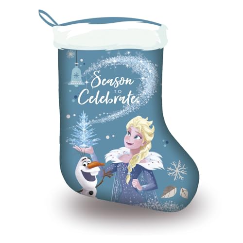 Disney Elsa e Olaf Calza di Natale di Babbo Natale, Frozen Decorazione Dell'albero di Natale, Ornamento per Il Camino, Caramelle e Sacchetto Regalo, 42 x 32 CM | Blu