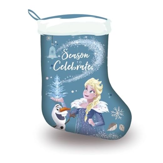 Disney Elsa Calcetín de Navidad Papa Noel, Frozen Media Navideña, Decoración Arbol Navidad, Adorno de Chimenea, Bolsa de Dulces y Regalos, 42 x 32 CM | Azul