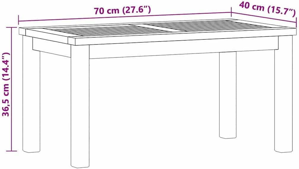 Solid Teak Wood Coffee Table Brown 27.56 x 15.75 x 14.17 in Outdoor Patio Furniture Modern Outdoor Coffee Table for Garden Patio Use