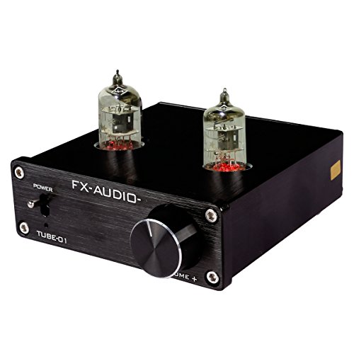 Leaning Tech Black joue rnow FX Tube de 01 Pre Amplifier Hi-Fi estéreo de búfer de preamplificador, con mini 6j1 Válvula & vacío Tube, 12 V, color negro