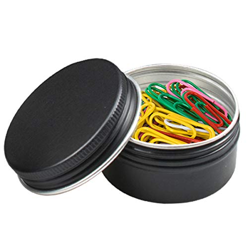 Foraineam 48 Pack 1 Oz. Aluminum Round Lip Balm Tin Containers With Screw Lid - Metal Storage Travel Tins Matte Black Empty Tin Jars #TOP5