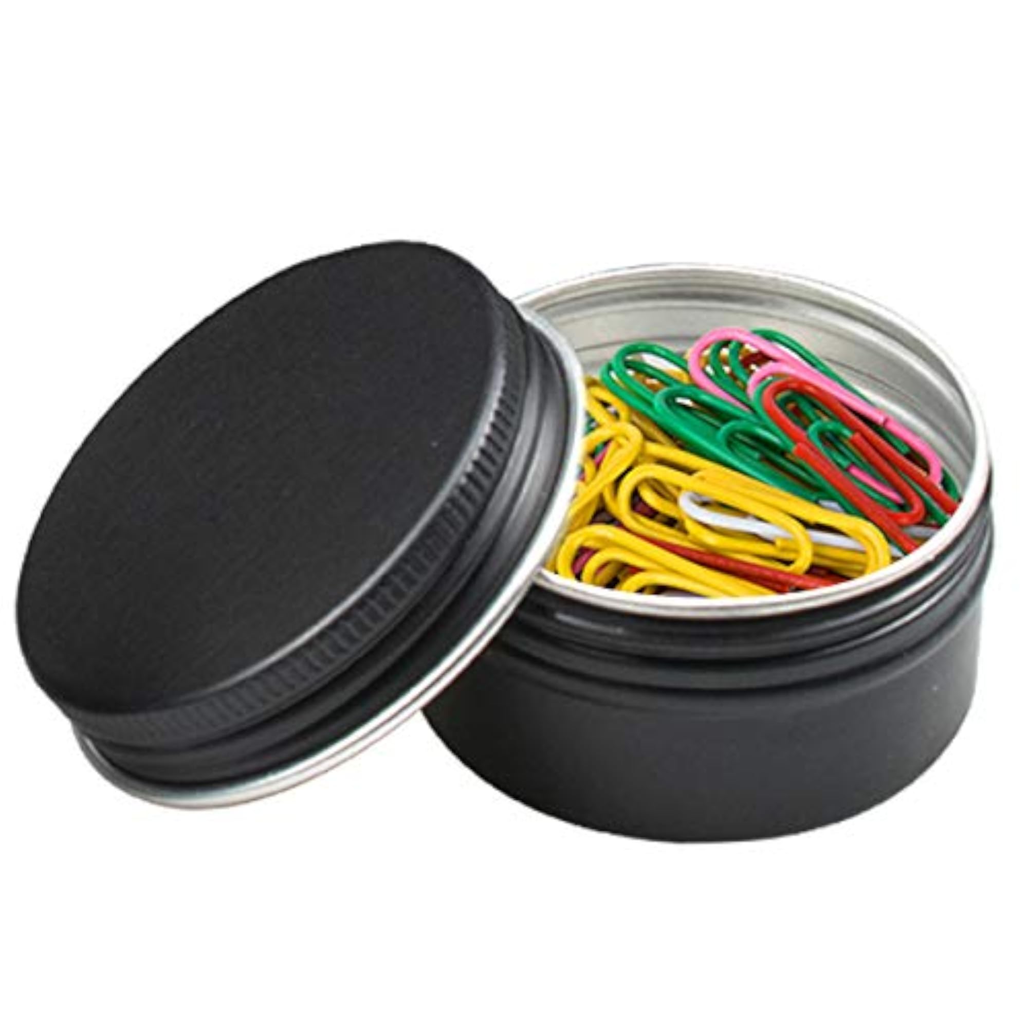 60 Pack 1 oz. Aluminum Round Lip Balm Tin Container, Black Tins