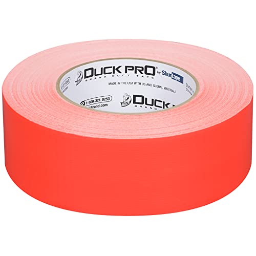 Image of Duck Pro by Shurtape General Purpose Grade, Specialty Grade, Fluorescent Cloth Duct Tape for Labeling, Floor Marking and Book-Binding, 48mm x 60yd, 9.0 mil, Fluorescent Orange, 1 Roll (105451)